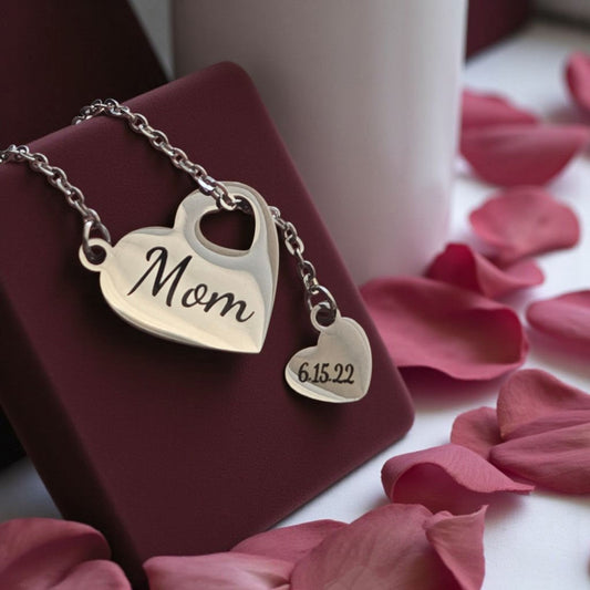 Double Heart Hanging Necklace