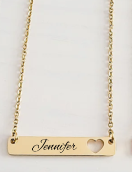 Horizontal bar with heart necklace