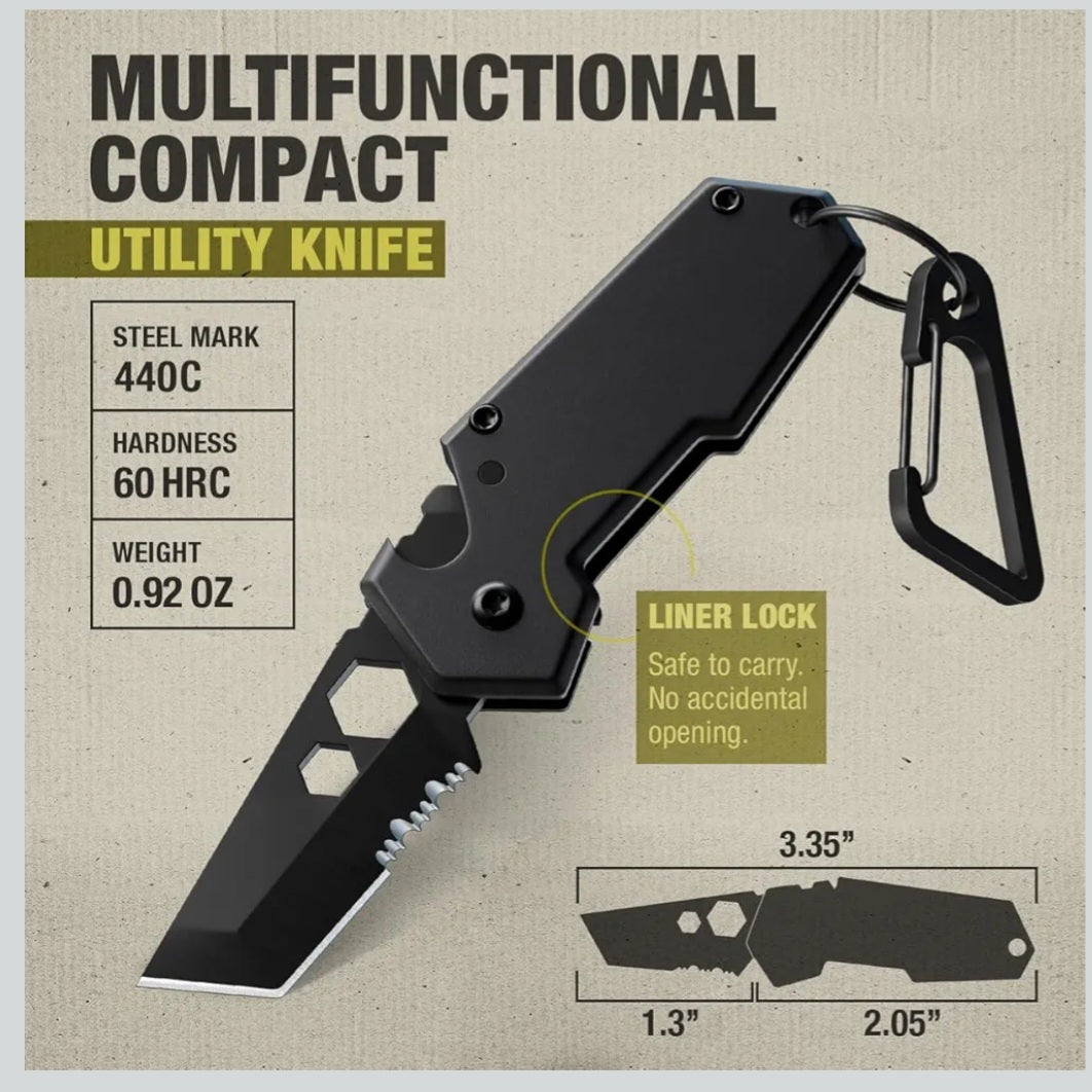 Stainless Steel Black pocketknife keychain
