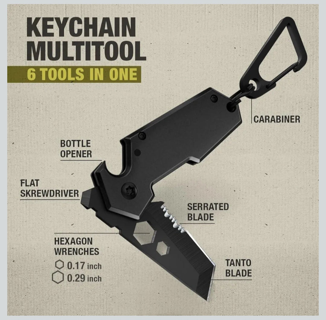 Stainless Steel Black pocketknife keychain