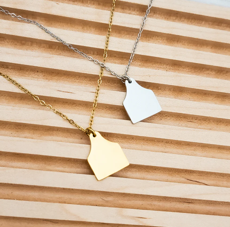 Cow Tag Charm Necklace