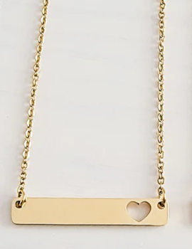 Horizontal bar with heart necklace